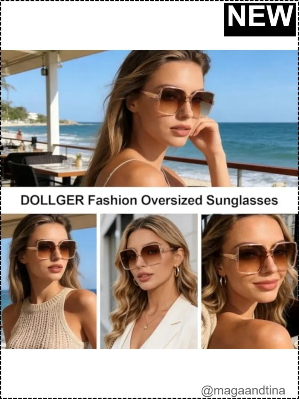 Oversized Square Sunglasses Women UV400 Protection Large Wide Trendy Shades